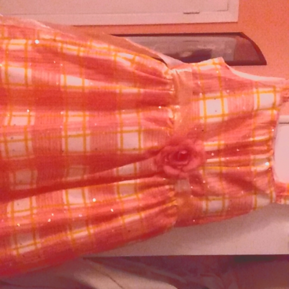 Orange and Pink plaid Dollie and Me Party Dress Size 16